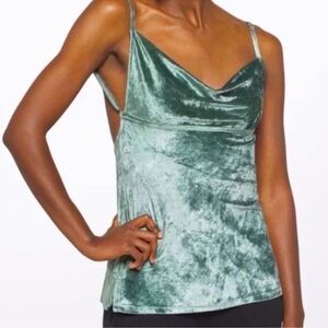NWT Free People All Night Velvet Tunic Sleeveless Cami Top Evergreen Size Small